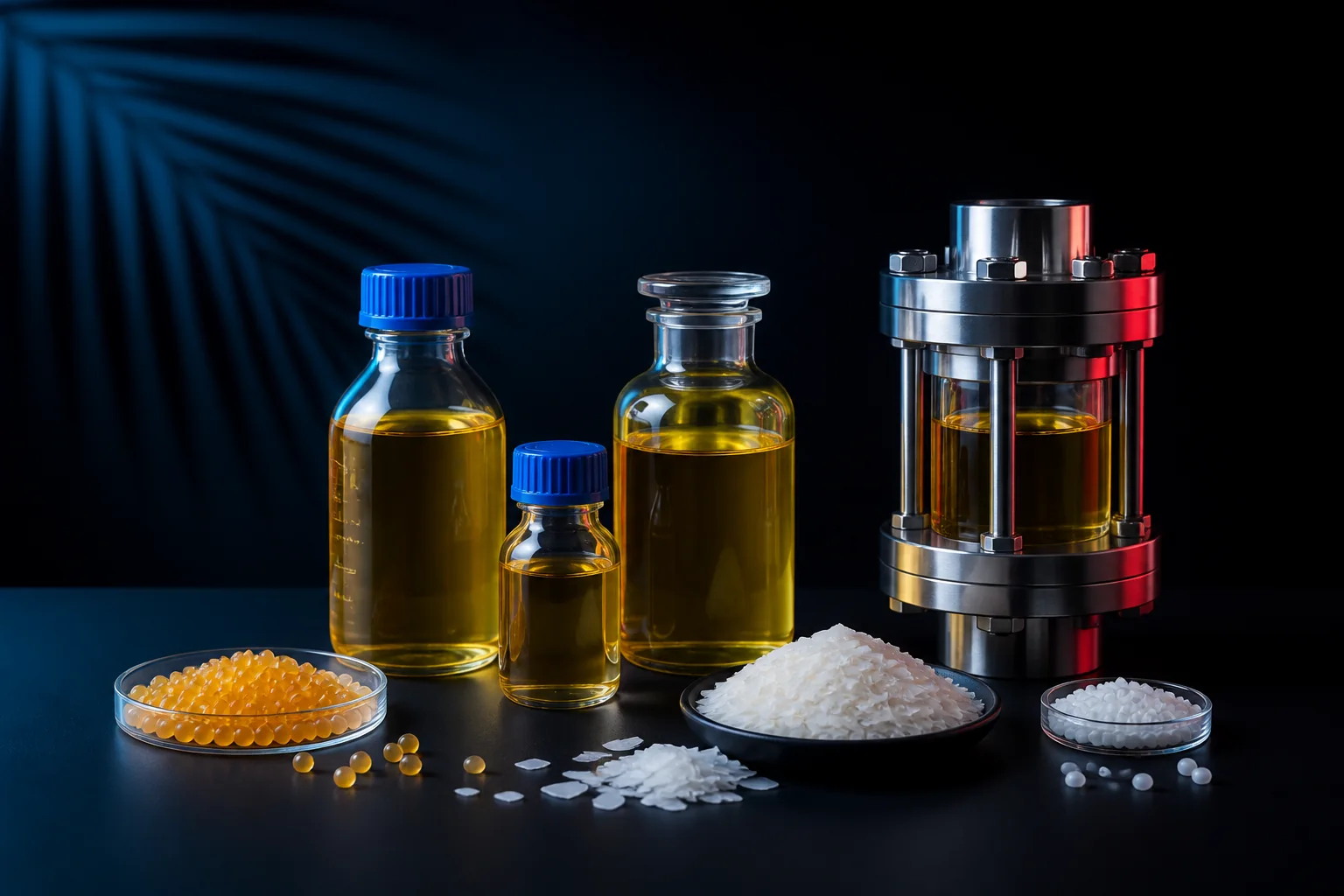 Palm oils and oleochemical samples in a controlled technical setting